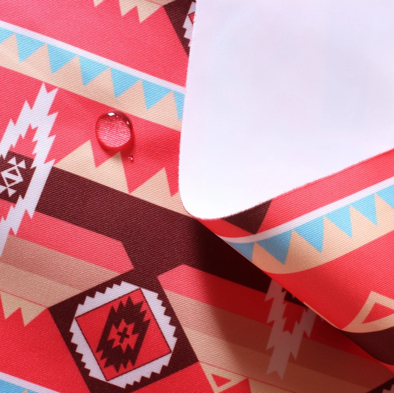 
High quality 320d wet wicking coated polyester taslan fabric with pattern printing 