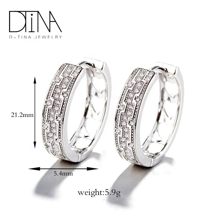 DTINA Fashion Sweetheart AAA Zircon Birthday Gift Special Pattern Jewelry Accessories Platinum Plated Earrings