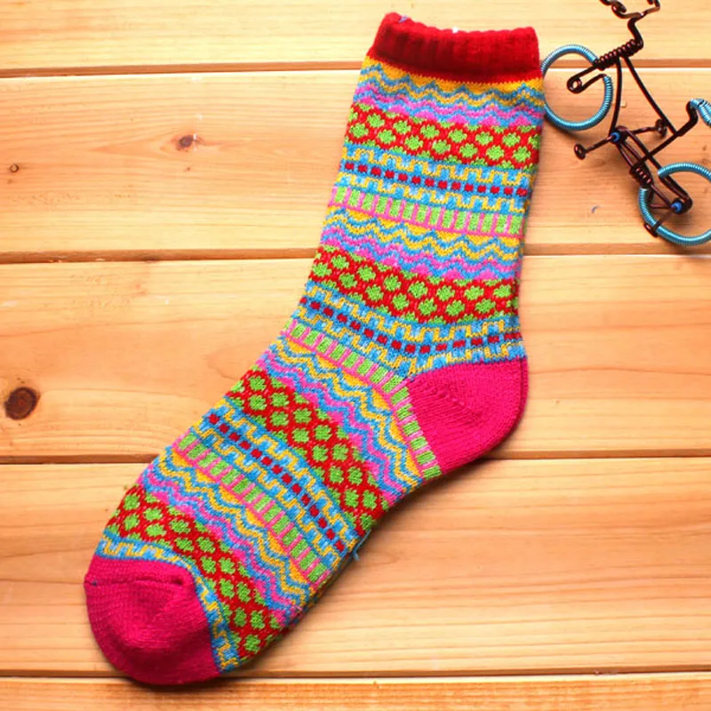 Custom design stripe colorful wool socks women