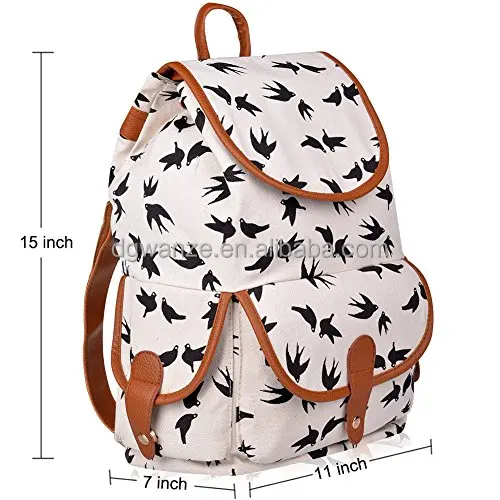 2017 Fashion Canvas Backpack Casual Book Bag Sports Daypack for Women or Girls Boys PVC Waterproof Shoulder Backpack Nylon W&Z