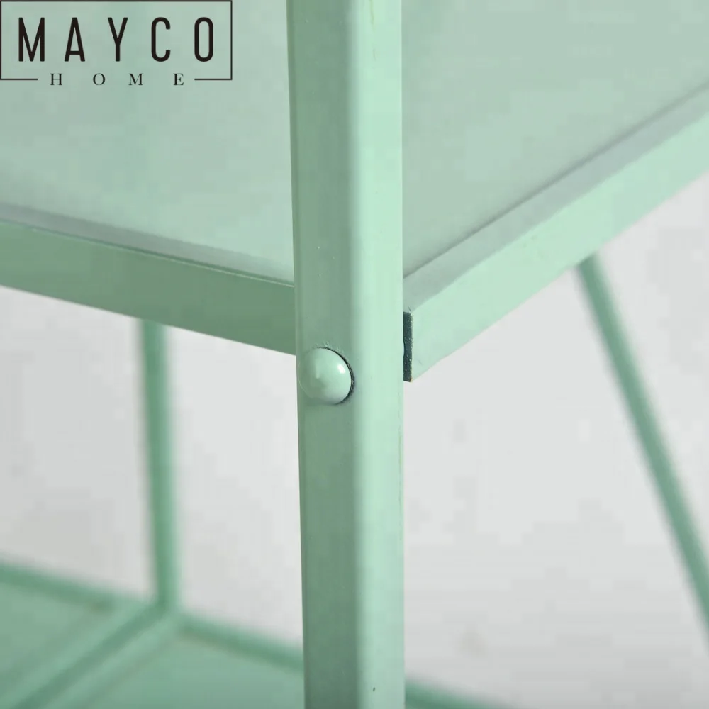 Mayco Steel Storage Rack with Wheels 3-Shelf Folding Service Cart Kitchen Storage Cart