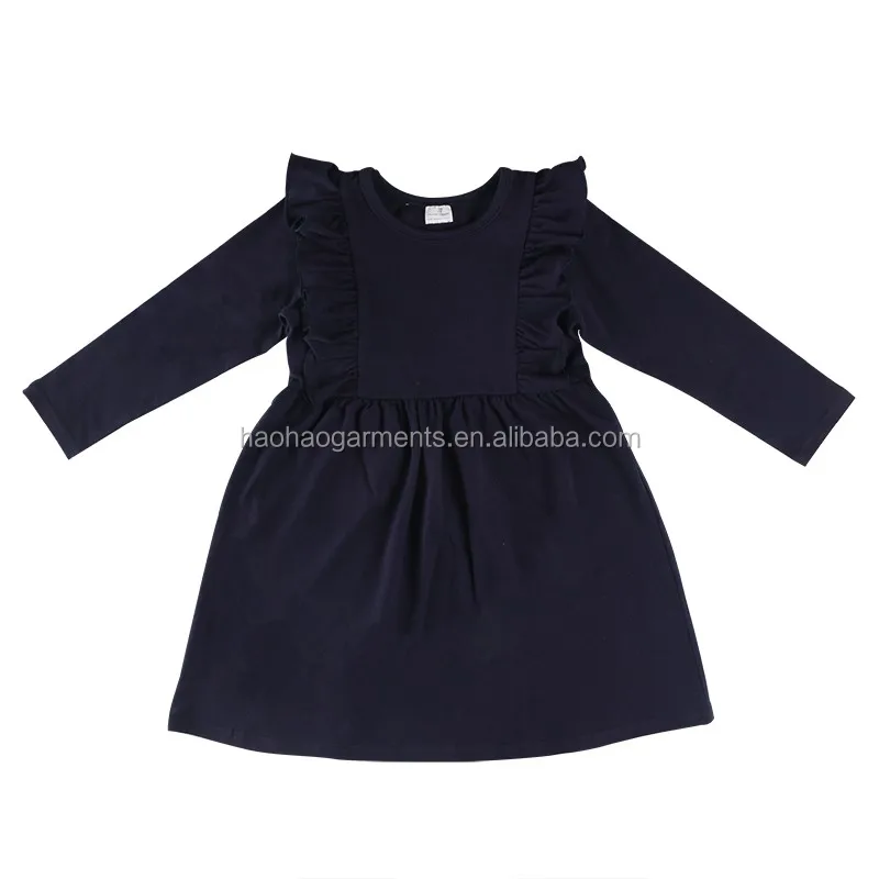 Kids Boutique Clothing Children O-Neck Long Flutter Sleeve A-line Dress Kids Clothes Girl Dress