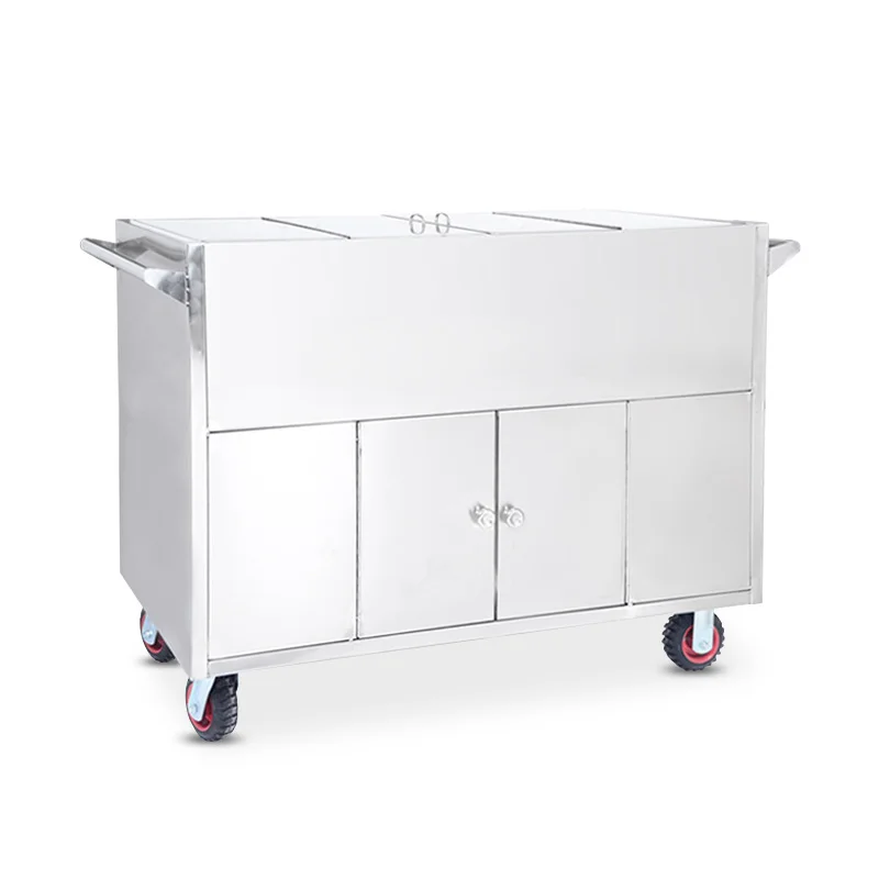 Медицинская корзина для сервировки пищевых продуктов из нержавеющей стали с роликами