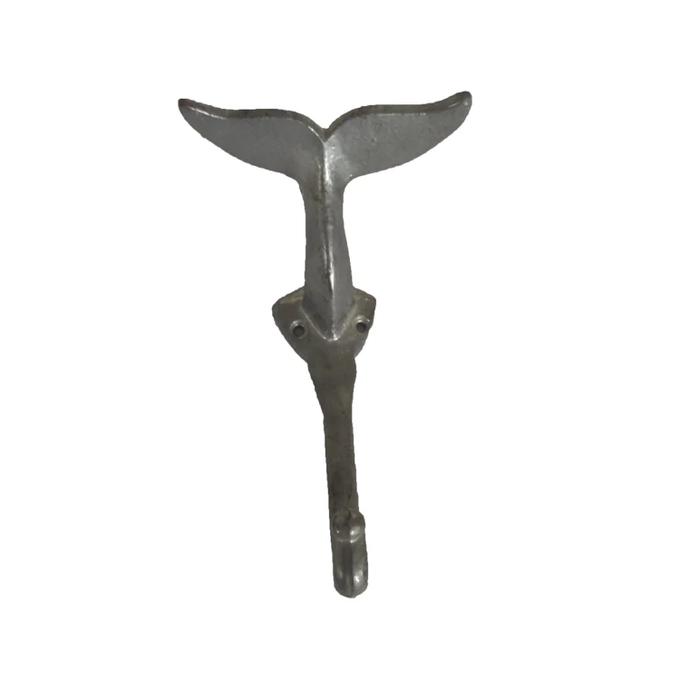 wrought iron whale`s tail wall hook for home