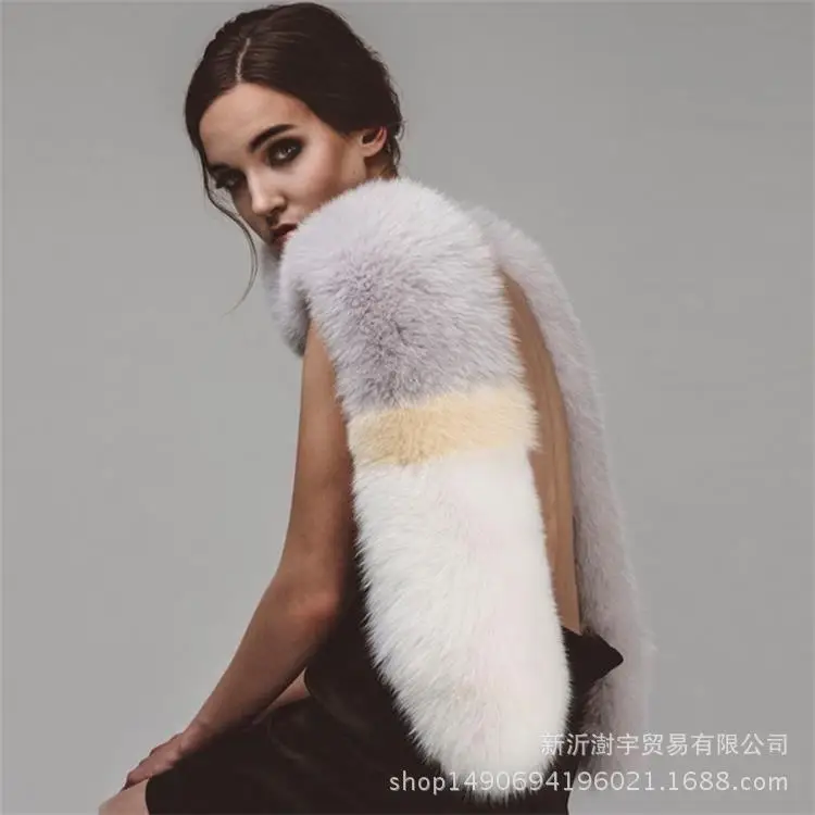Women faux fox fur shawl scarf for evening dress