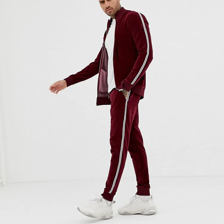 jogging suits wholesale muscle track jacket/super skinny joggers jogger suit men tracksuit in velour