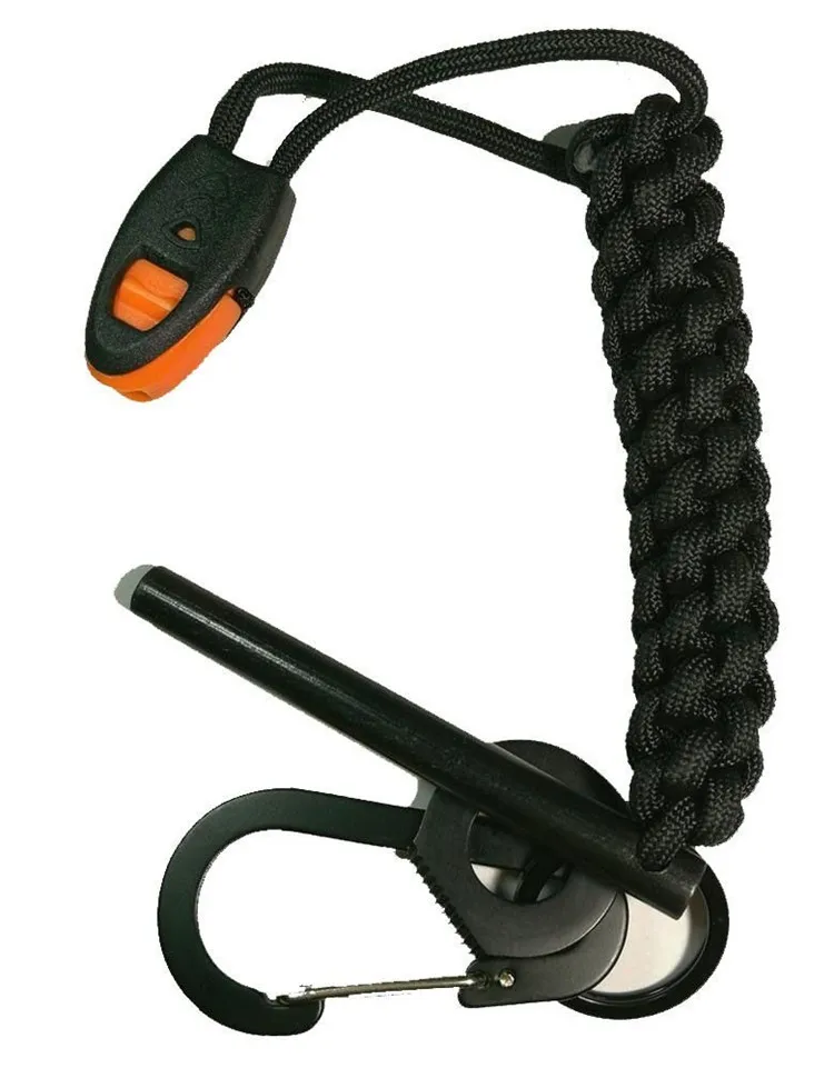 Outdoor Survival Magnesium Flintstones Ferrocerium Rod Flint Fire Starter Paracord keychain