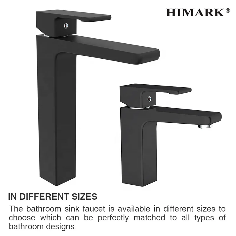 HIMARK modern high gold mixer tap single handle brass chrome wahs basin taps bathroom tall black vessel sink faucet
