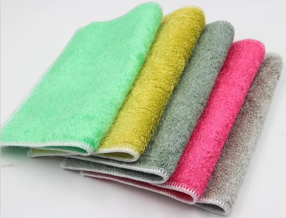 Colorful Different Types Kitchen Accessories Bamboo Fiber Dish Cleaning Wipe Cloths
