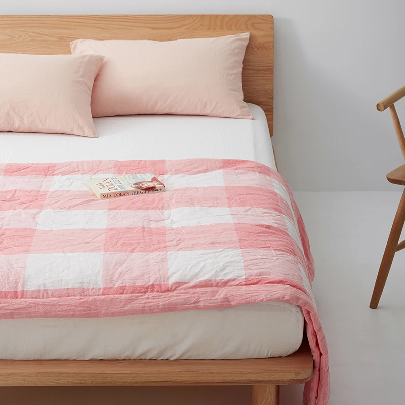 
washed 100 cotton yarn dyed super soft quilt korean style summer bedding quilt 