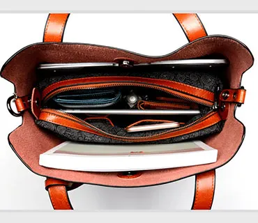 China Factory genuine leather ladies shoulder bag women fashion tote bags shopping handbag women bucket