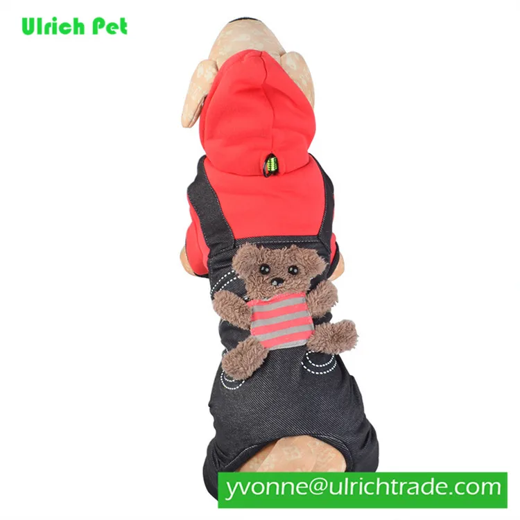 JY446 classical clothing little bear pet dog striped jeans overalls