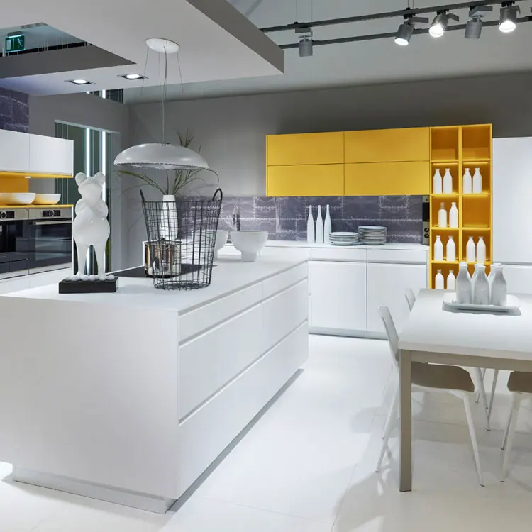 Popular new concept modern kitchen cabinet designs ,handle-less modern kitchen designs