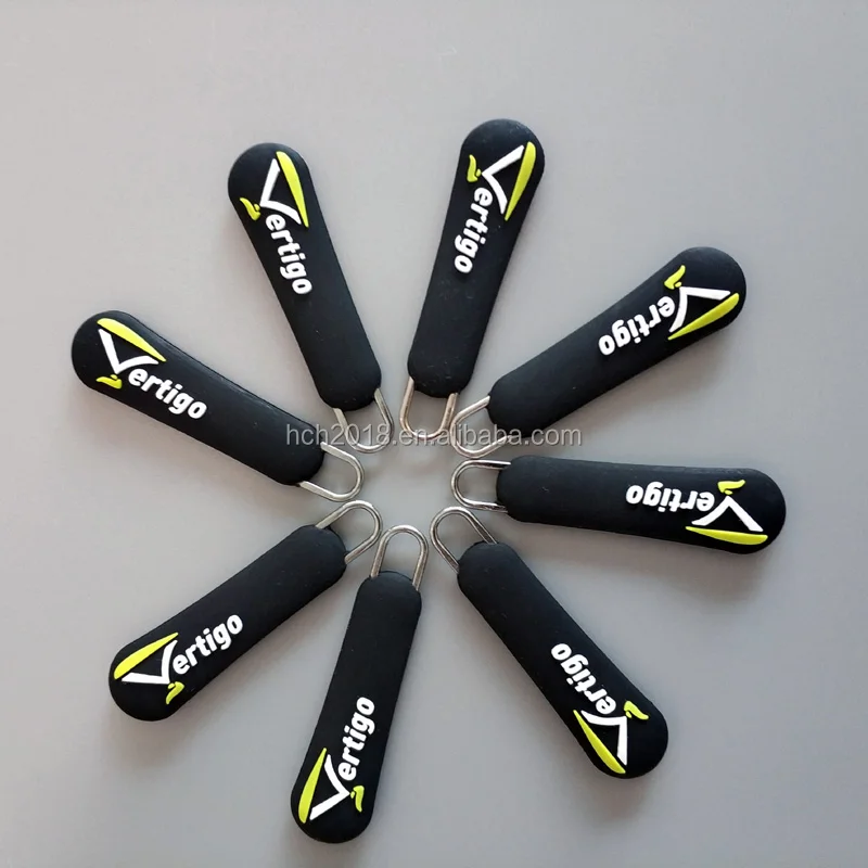 Embossed logo charms metal zipper pull head