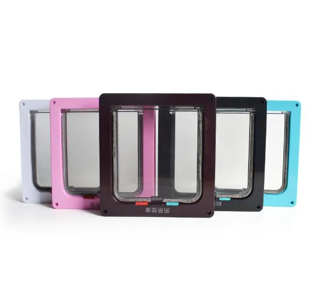 
Dropshipping Security Control 4 Way Safe Gate Doors Small Pet Doggie Kitten Dog Flap Cat Door 