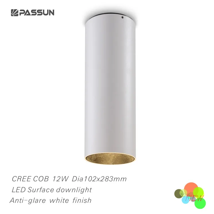 Алюминиевый анодированный Золотой цилиндрический светодиодный светильник диаметром 79 мм высотой 223 мм для поверхностного монтажа