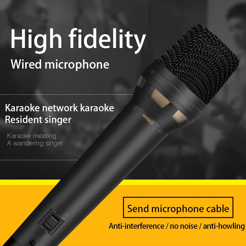 Manufacturers low-cost wholesale stage ktv handheld dynamic wired microphone family karaoke high fidelity metal sound card micro