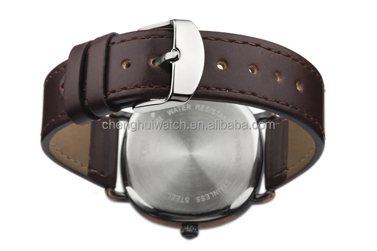 Fashion ultrathin leather watch design for men stainless steel case leather quartz watch alibaba express 2015