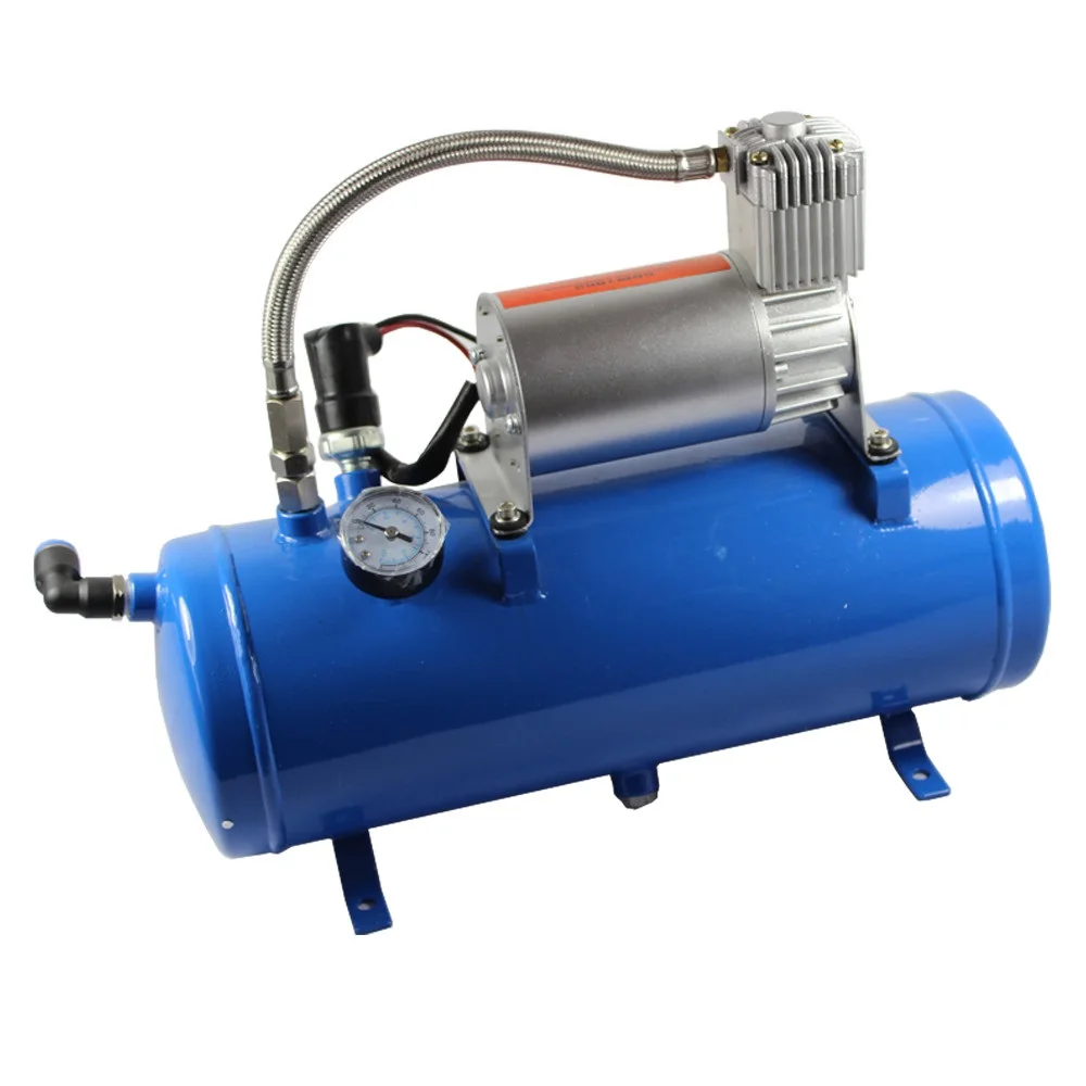 150PSI DC 12V AIR COMPRESSOR WITH 6 LITER TANK FOR TRAIN HORNS MOTORHOME TIRES