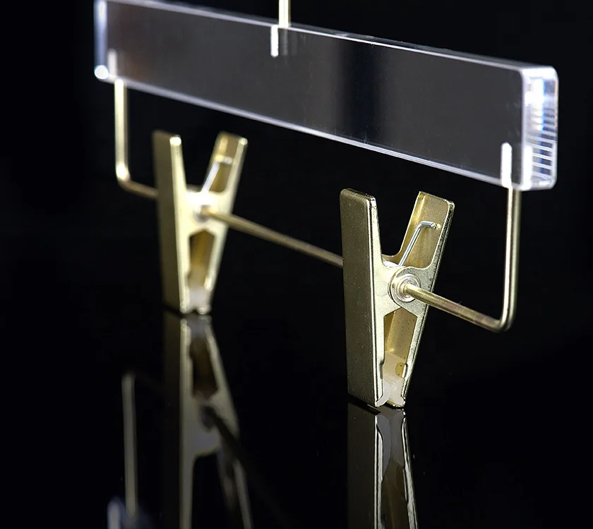 Clear  Acrylic Pant Hanger  With Gold Clips