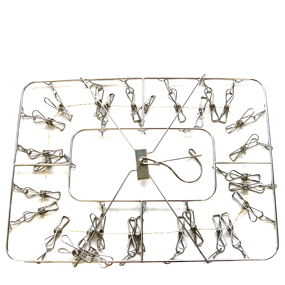 Manufacture 28 Clips Wire Metal Rotating Stainless Steel Hanging Folding Drying Clothes Hanger for Home Clothes Rack