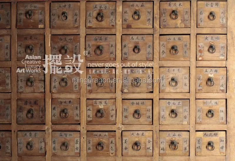 Chinese antique furniture- many drawers distressed medicine cabinet
