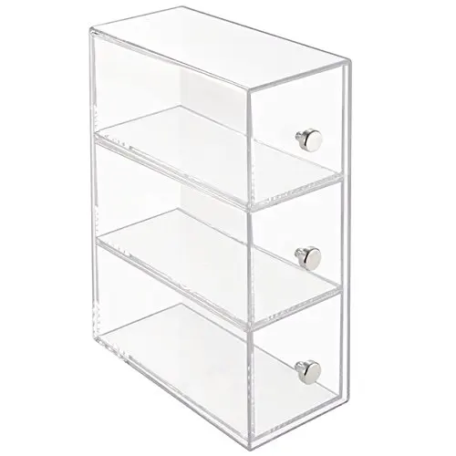 Clear Acrylic 3 Drawers Tea Bag Display Rack Sugar Salt Sweeteners Creamers Holder Coffee Sugar Bag Organizer