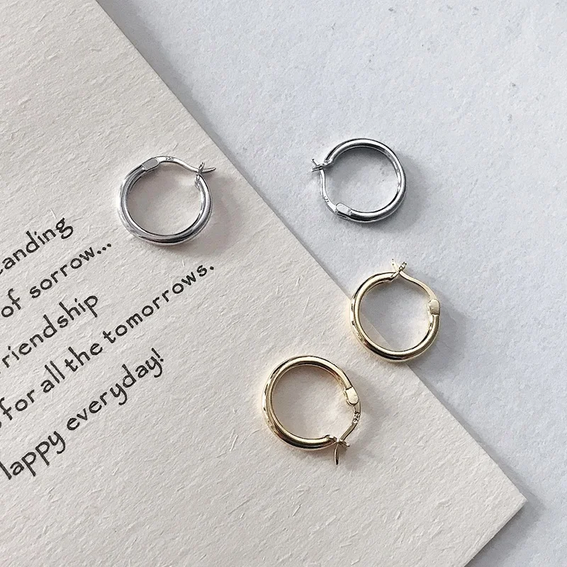 Custom Wholesale 925 Sterling Silver Simple Design Factory Price Gold Plated Circle Hoop Earrings