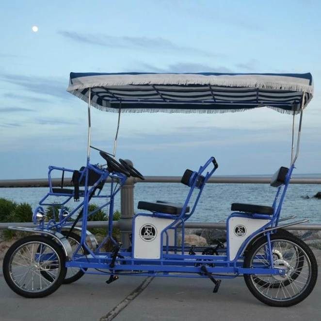 MANUFACTURER BEST QUALITY Surrey Sightseeing 4 seater  TANDEM Bike with led lights  special transportation BICYCLE