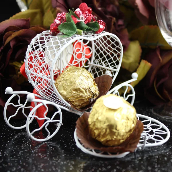 Pumpkin Carriage Wedding Candy Favor Box, Metal Chocolate Box