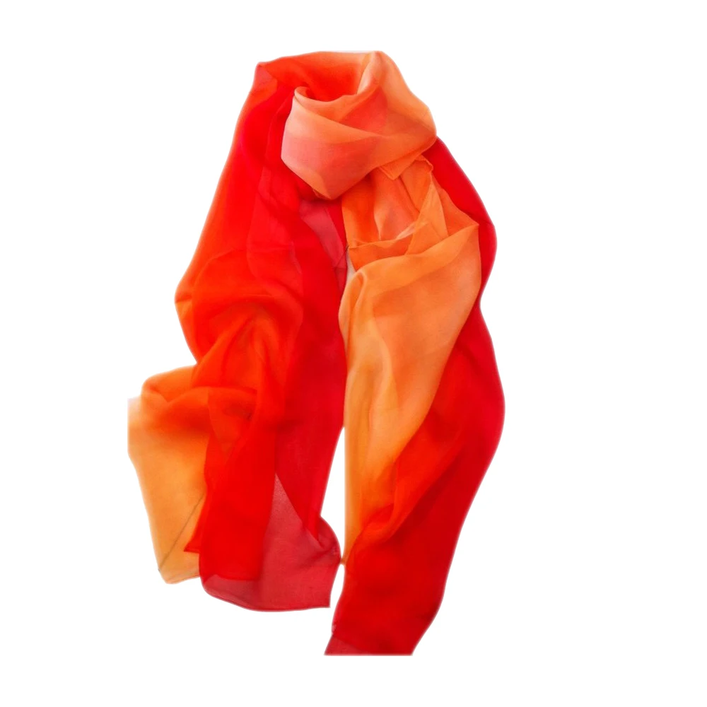 
Howmay silk scarf chiffon 100% pure silk shawl gradient hand paint for women transparent lightweight scarf 