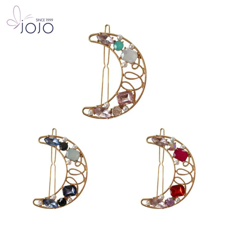 Fashion Moon Circle Crystal Hairpin Hair Clip For Girl