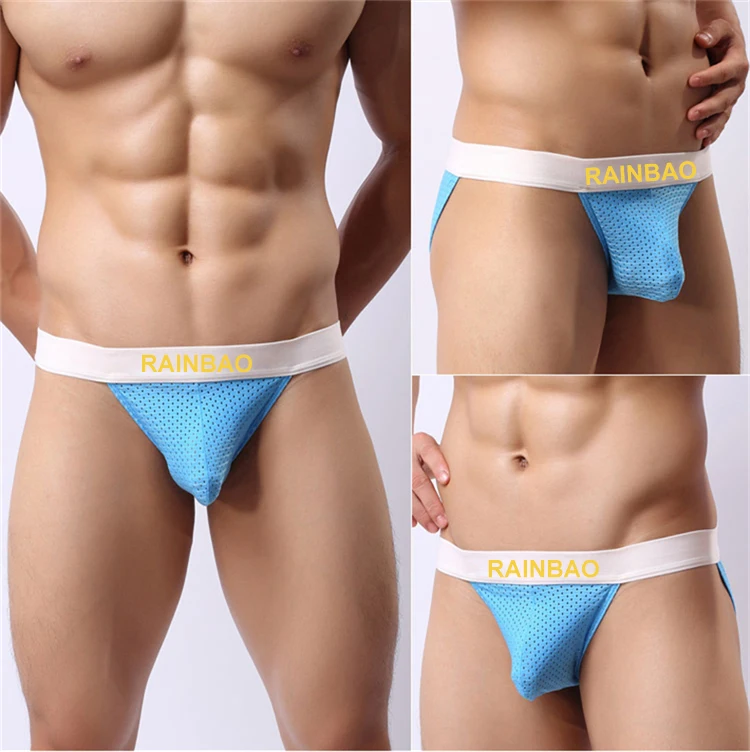 Superior quality custom logo string mesh mens thong underwear for sexy bikini man briefs