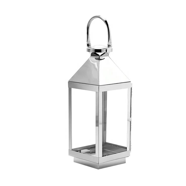 Garden Home Camping Hanging Big Lanterns Classic Simple Wind  Metal Glass Stainless Steel Tin Punched Decorative Gold lanterns