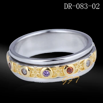 
Arabic gold jewellery designs for men silver 925 gold plated ring with zircon 