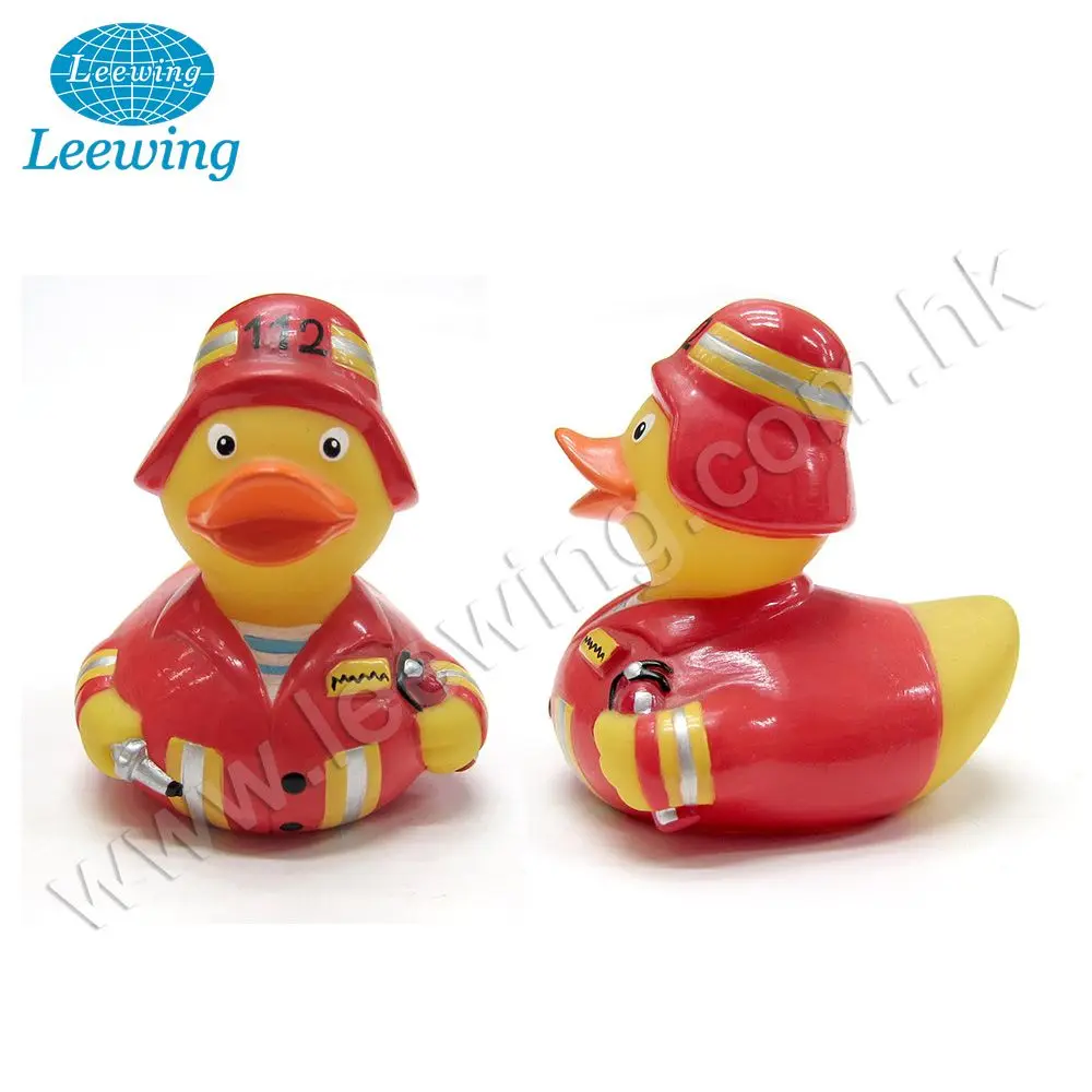 Лидер продаж рекламный подарок пластиковая ПВХ виниловая игрушка для ванной индивидуальная Пожарная служба пожарный герой логотип печатная Желтая резиновая утка