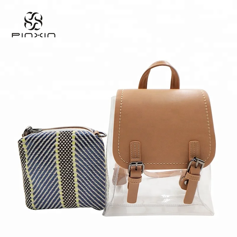 China Manufacturers New Fashion Women Clear Transparent PVC Backpack