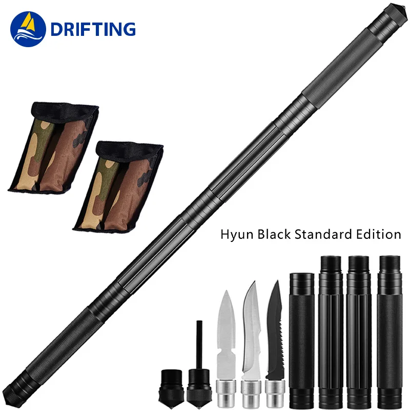 Multifunctional Outdoor Survival Tool Multi Sections Defense Tactical Walking Stick Portable Camping Alpenstock Emergency Tools