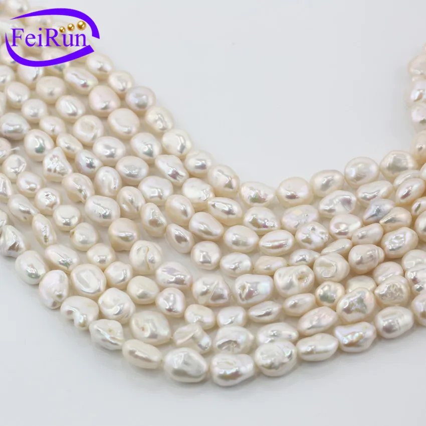 FEIRUN белый Кеши оптовая продажа 10-11 мм настоящий жемчуг пресноводный свободный Жемчуг Strand, белый жемчуг String