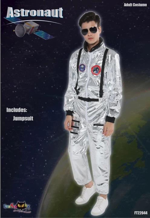 Amazon Топ продавец Серебряный комбинезон космонавт Косплей Хэллоуин костюм мужской костюм Взрослый астронавт костюм