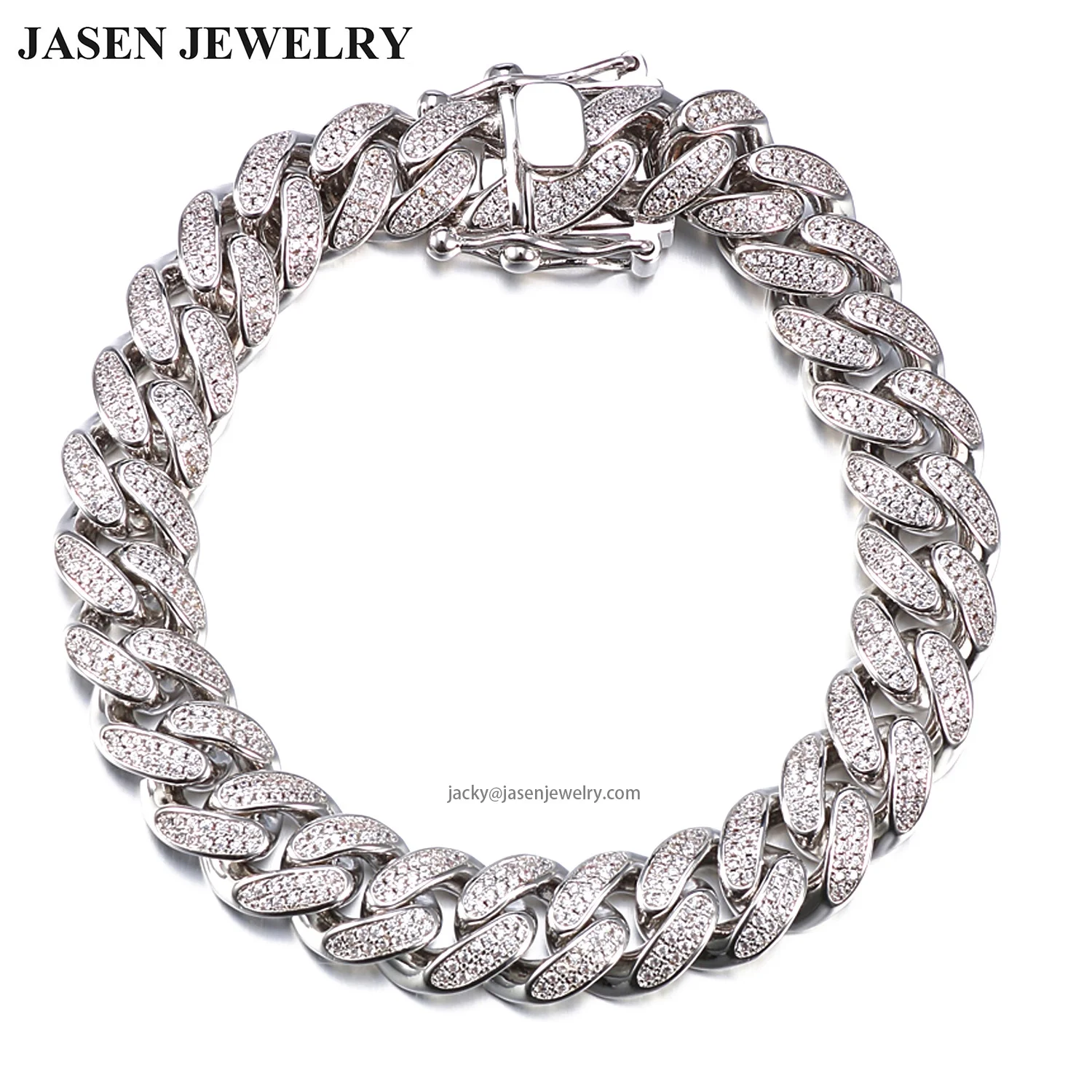 New Designs 925 Silver Gold Plated Zirconia Diamond Iced Out CZ Cuban chain Bracelet  Hip Hop Mens Jewelry Gold Link Bracelet