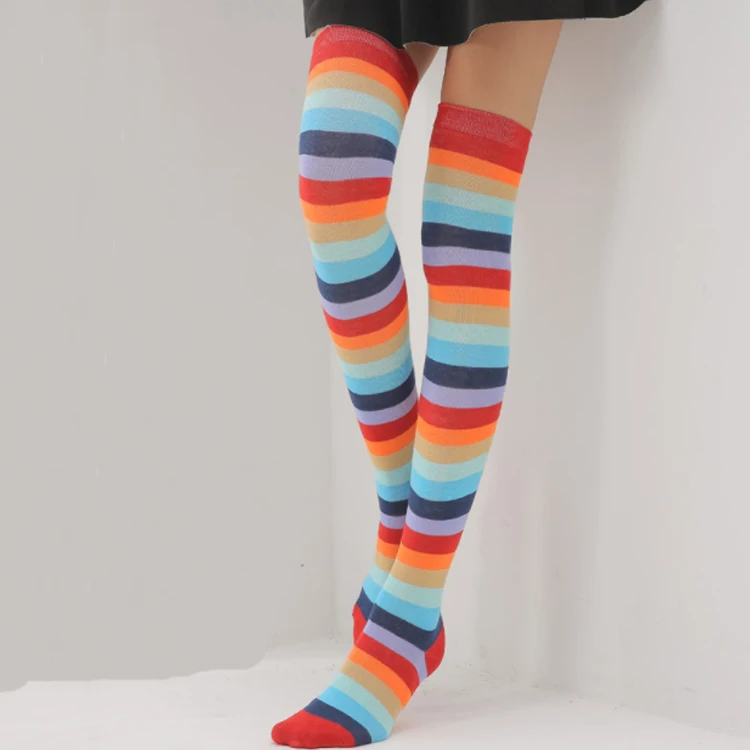 Изготовленные На Заказ Высокие Носки радуги и рождественские носки чулки