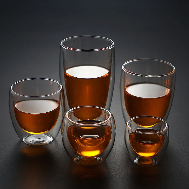 
double wall glass coffee cup 100ml 150ml milk drinking glass cup 