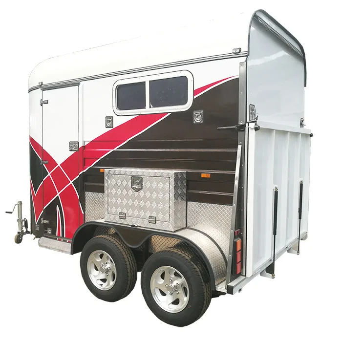 Colorful deluxe 2 horse trailer with  cabinet