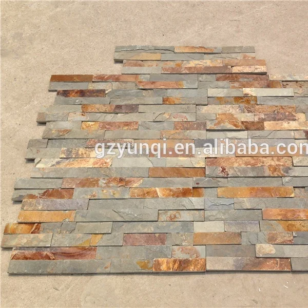 Rusty slate stacked stone veneer panels