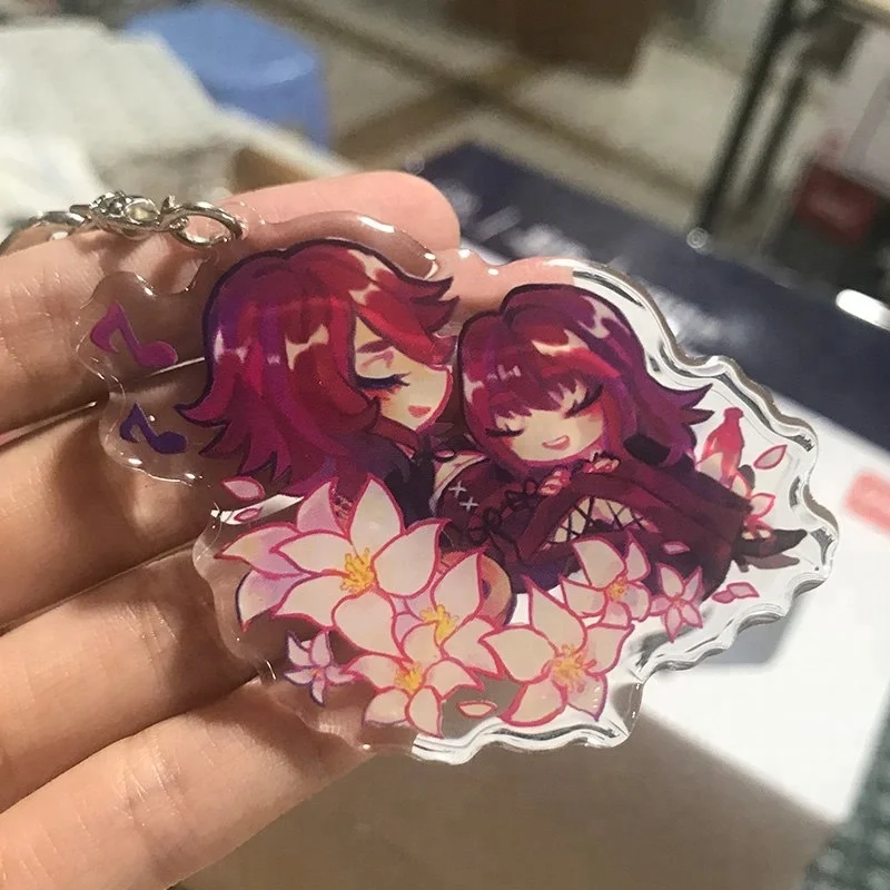 gold foil charms  engraved Two sided printed anime charm Custom acrylic charms