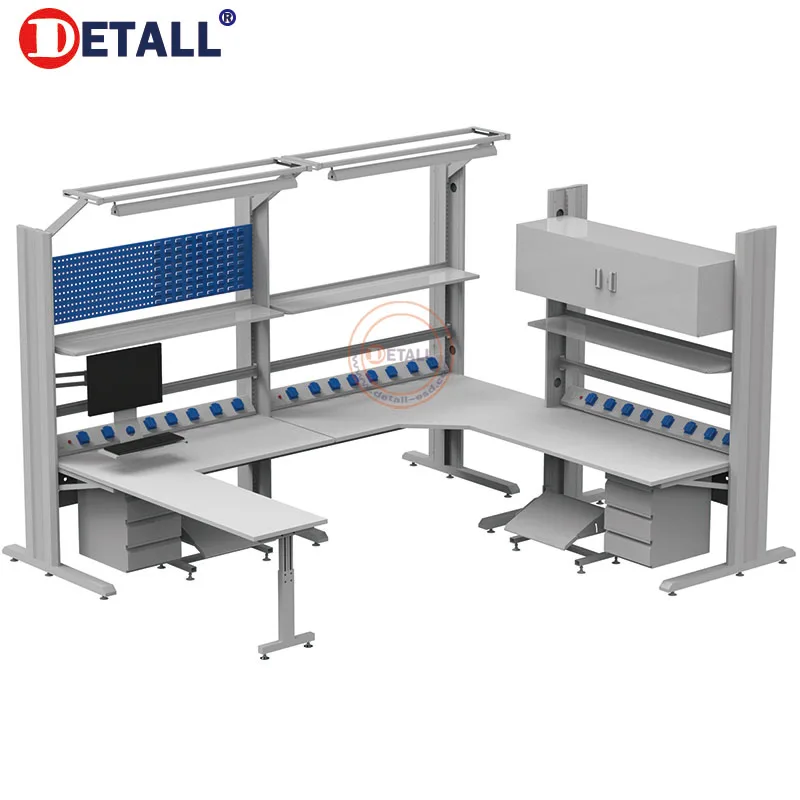 Detall Tower line esd workbench esd safe workstation with storages for mobile phone assembling