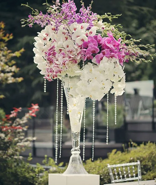 Charming Table Decoration Glass Tall Flower Vase