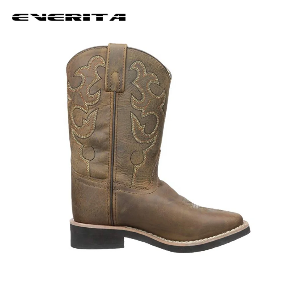 Hot-sale Waterproof Wide Square Toe Horse Boots Brown Cowboy Boot For Men