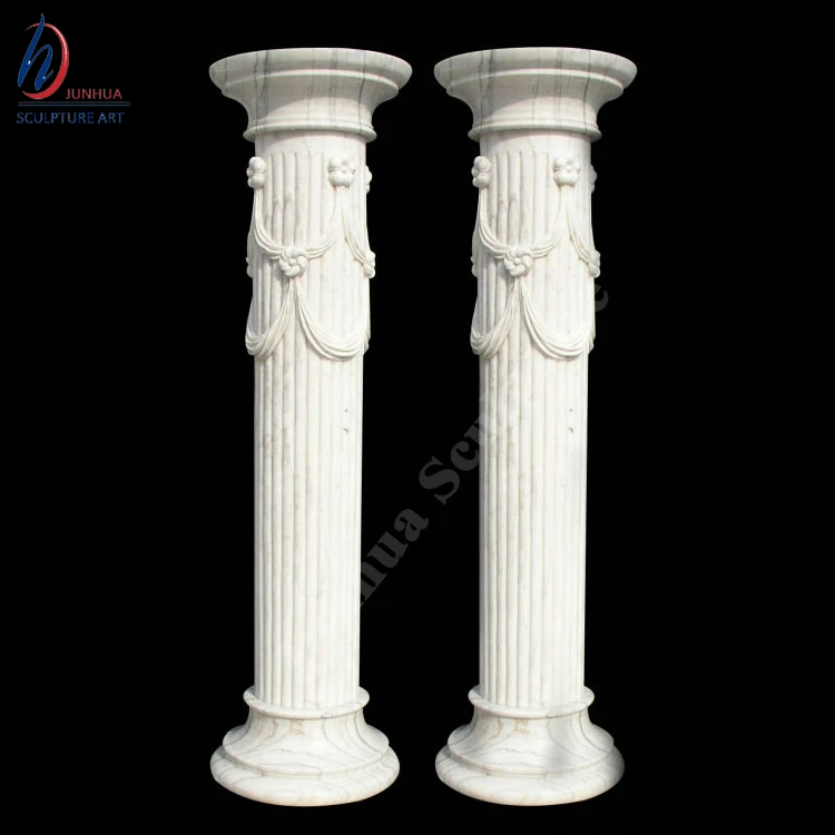 Carved Double Garden Yellow Stone Column Price for Sale